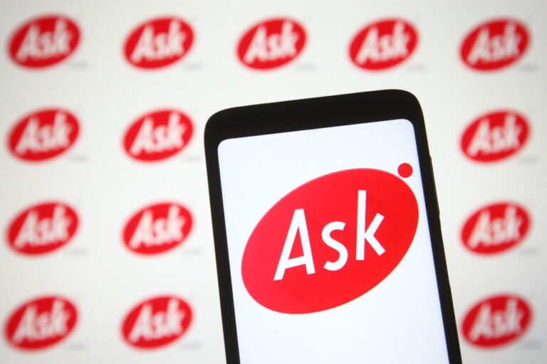 In this photo illustration the Ask.com logo of a question