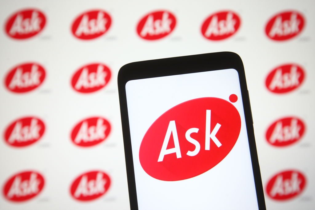 In this photo illustration the Ask.com logo of a question