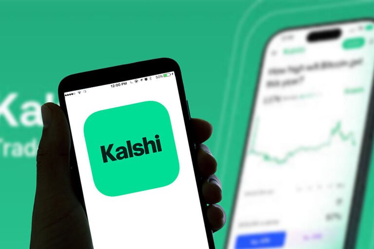 In this photo illustration, the Kalshi online betting app