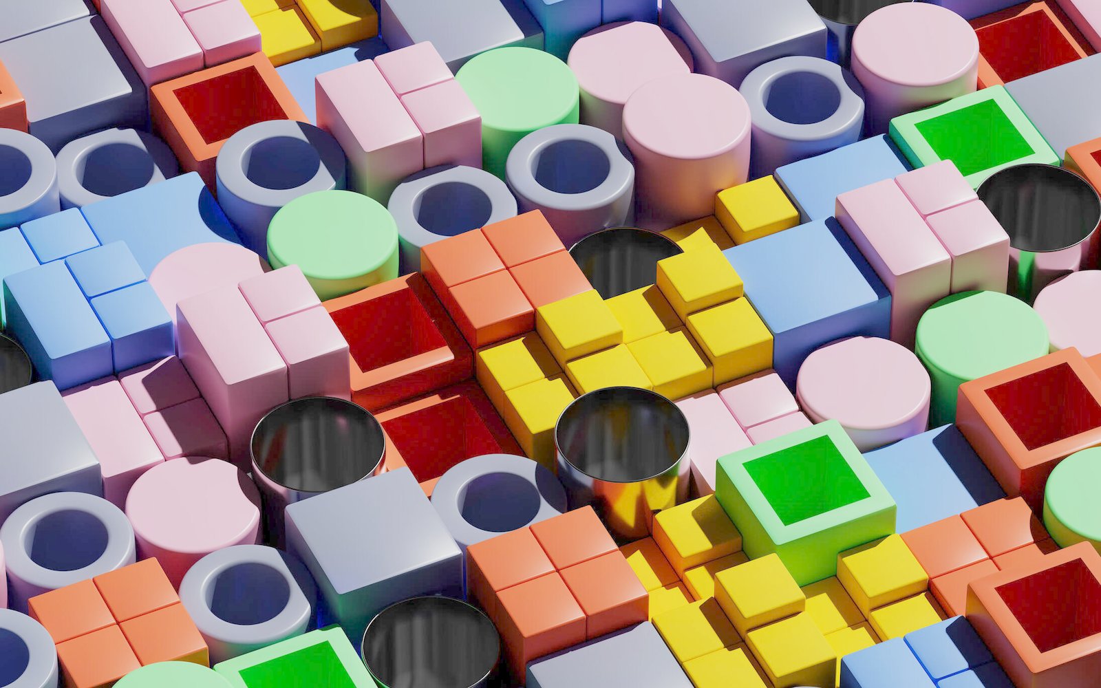 Abstract tubes geometric shapes colorful background, business, leadership, artificial intelligence