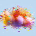 Multicoloured abstract AI data cloud