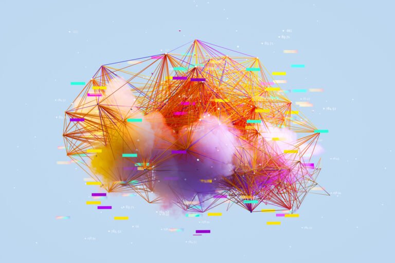 Multicoloured abstract AI data cloud